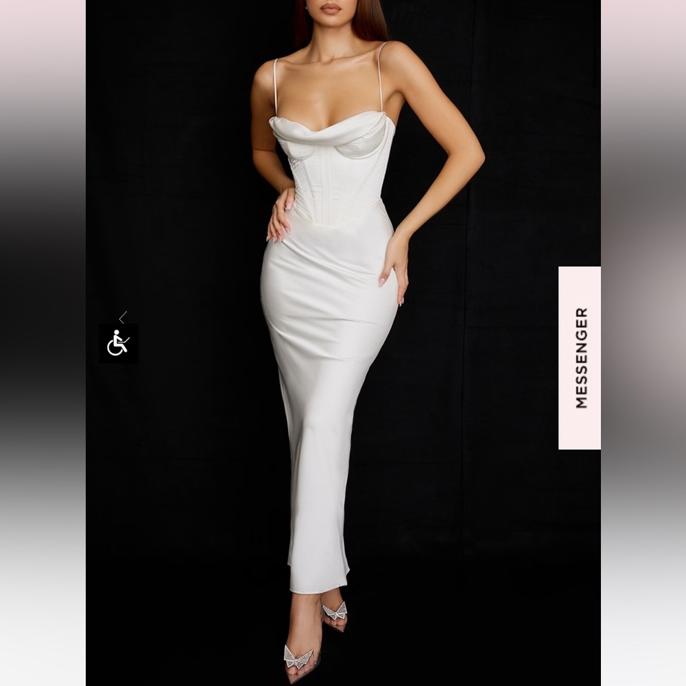 House of CB White Corset Angel Length Dress - Size Small Regular Cup